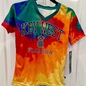 Ocean Blue Woman Tee Shirt V- Neck short sleeve . Size: Small